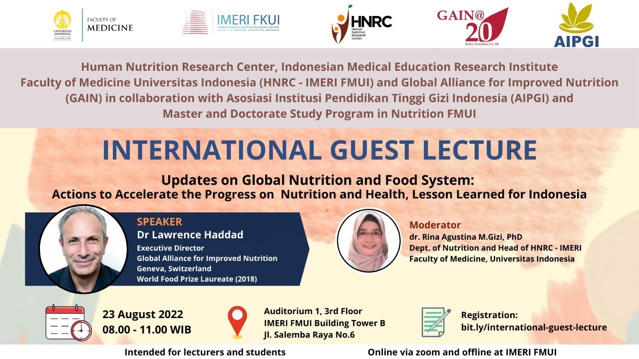 International Guest Lecture Dr Lawrence Haddad (Executive Director ...